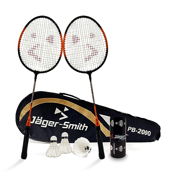 Jager-Smith PB 2000 Combo & Featherlite 2 (Pack of 3) Feather Shuttles with Full Body Cover (Orange)