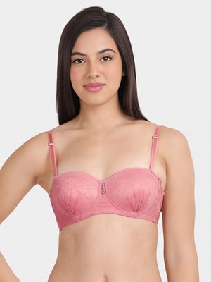 Susie Mauve Lace Detachable Strap Padded Underwire Balconette Bra