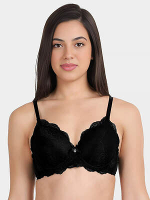 Susie Black Beauty Full Cup Lace Padded Wired Bra