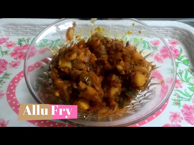 Aaloo Fry | Potato fry | Alu Fry Andhra Style in Telugu Recipes By Moms Tasty Recipes