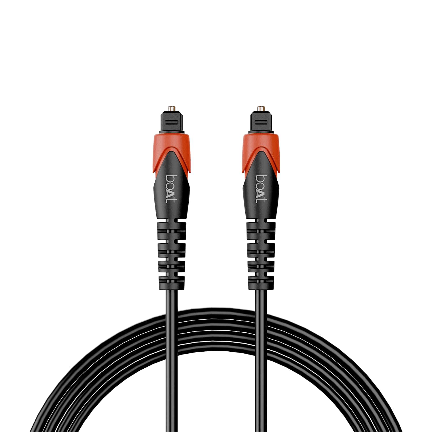 Boat Opt 200 Optical TOSLINK Audio Cable with Durable PVC Casing, Corrosion Resistant Pins, Buffer Tubing & 1m Cable Length(Black)