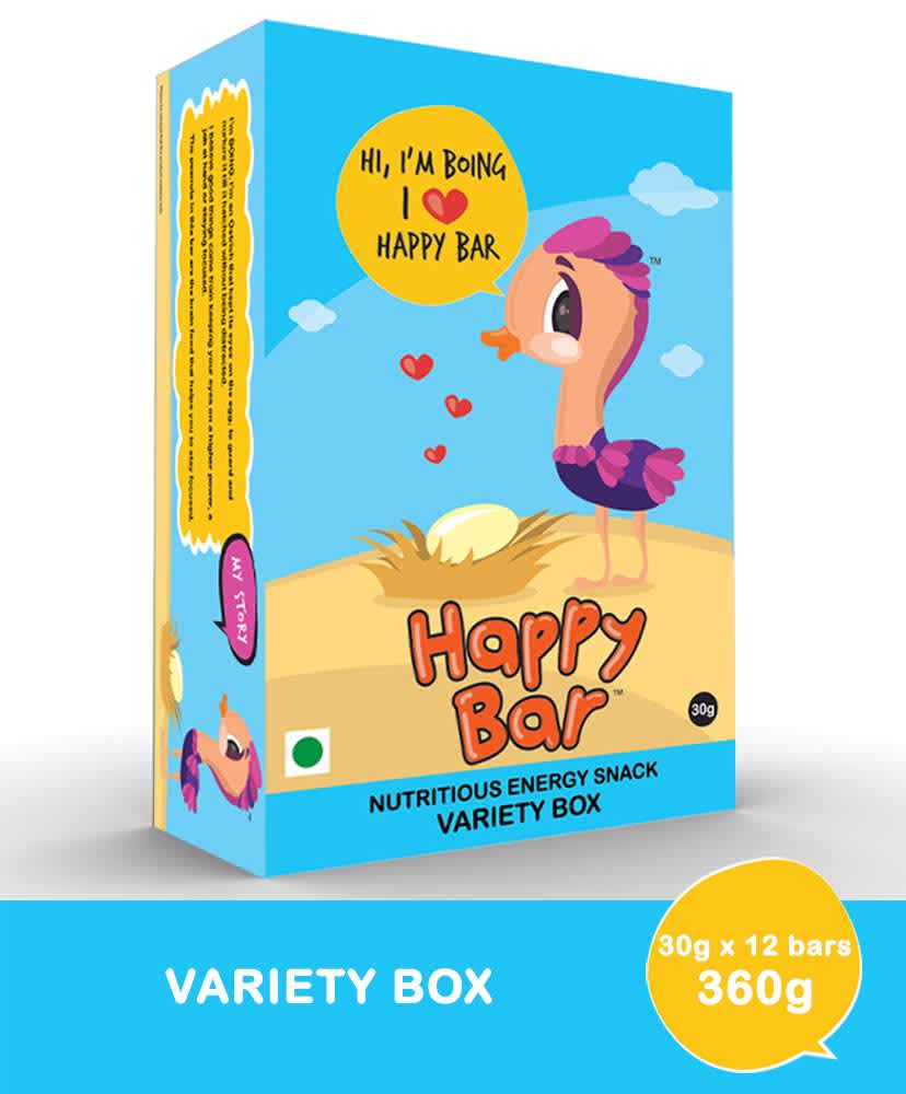 Happy Bar - Nutritious Variety Box, 30g X 12 Bars.Apply 15% Coupon