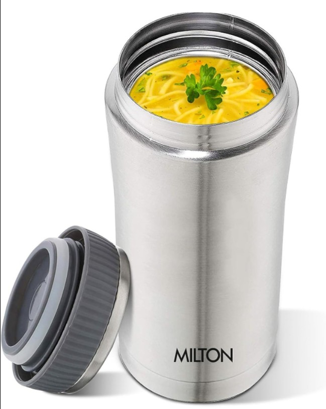 Milton Optima 420 Thermosteel Hot and Cold Flask, 420 ml, Silver | Vacuum Insulated | Rust Proof | Leak Proof | Tea | Coffee | Juice