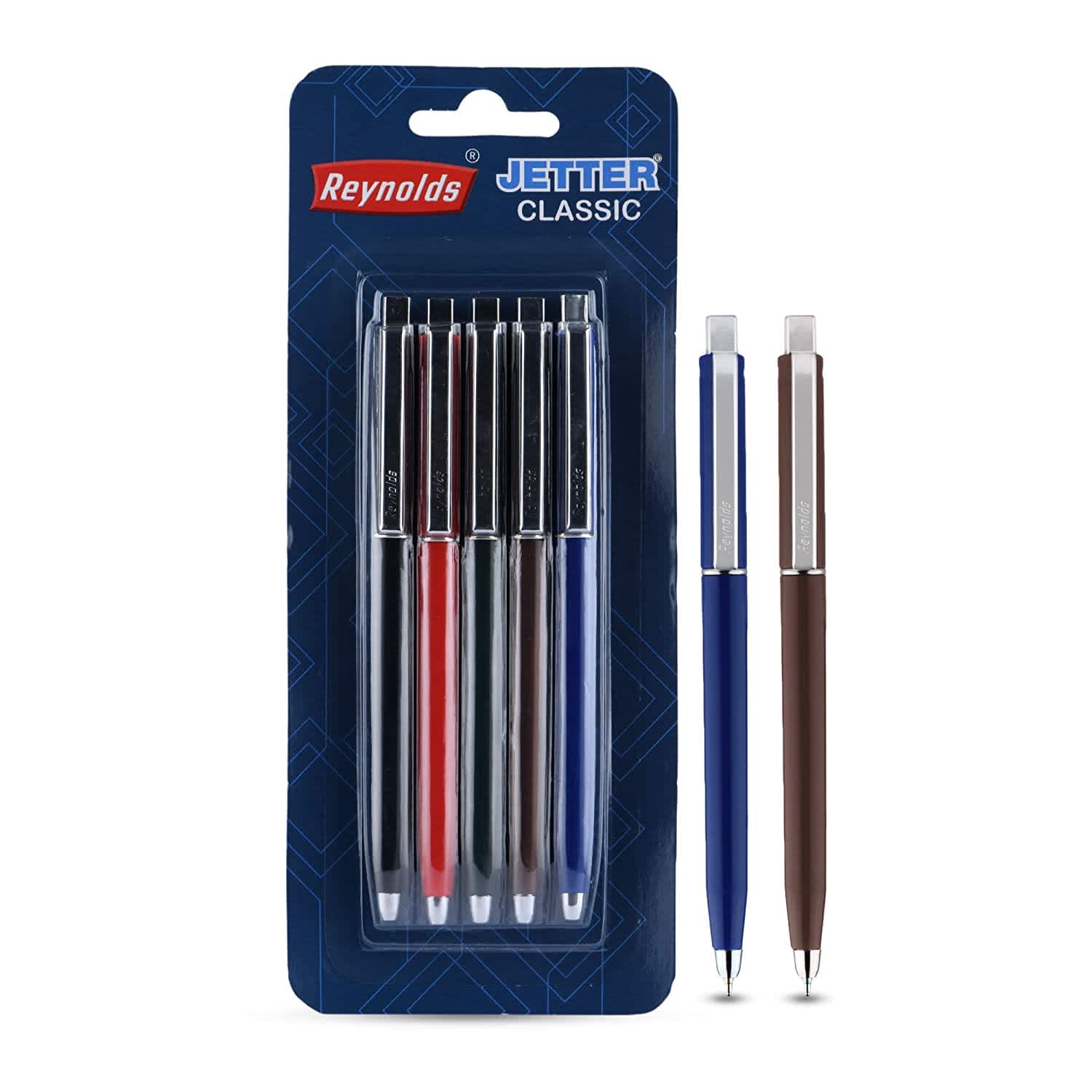 Reynolds JETTER CLASSIC 5 CT BLISTER - BLUE| Smooth Ball Pens | Long-lasting ball pens | Professional Ball pens with superior writing experience| Ball Pens for swift writing | 0.7mm Tip Size