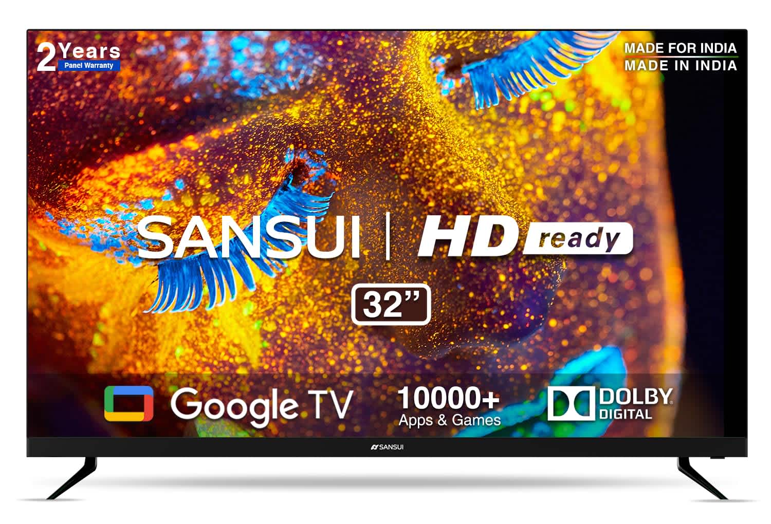 SANSUI 80 cm (32 inches) HD Ready Smart A+ LED Google TV JSWY32GSHD (Black)