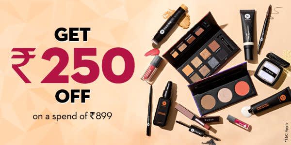 Sugar Cosmetics - Get 250 Off or Free Sling Bag worth 720 or Free Translucent Powder worth 599 on Min Spend of 899