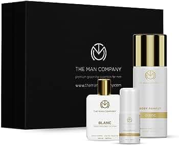 The Man Company Blanc Set of 3 Premium Fragrance | Blanc EDT 50ml, Roll on 55ml & Body Spray 120ml | Body Spray for Men | Perfect for Office Wear | Gift for Him