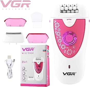 VGR V 722 Cordless Professional 2 in 1 Women Epilator Shaver for different body areas for Wet Dry use 35 minutes Runtime Pink