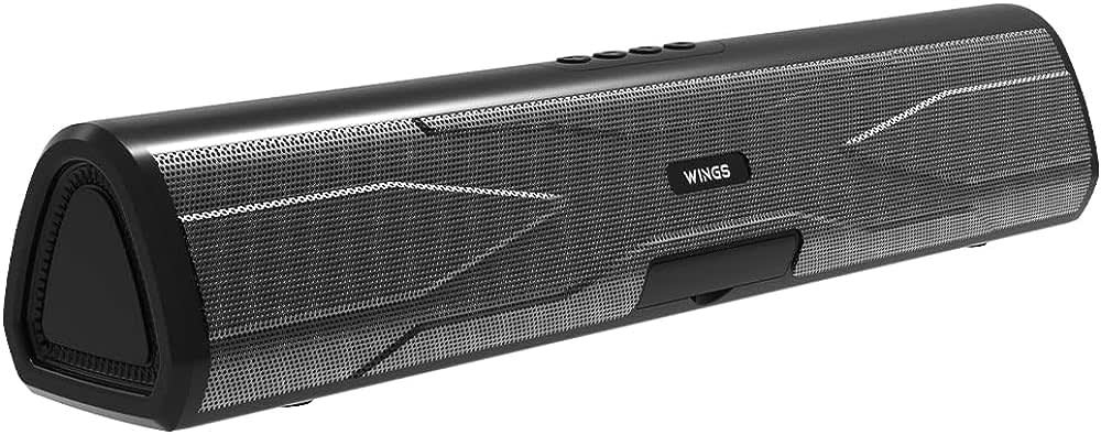 Wings Centerstage 300 Soundbar with TWS Bluetooth 50 Powerful 20W Output 2500 mAh Battery and 7 Hours of Playback Quad Mode | Mini Music System with Mic | Portable Bluetooth Party Speakers