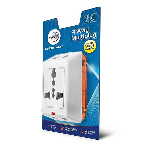 Wipro 3 Way multiplug with Built in Surge Protector