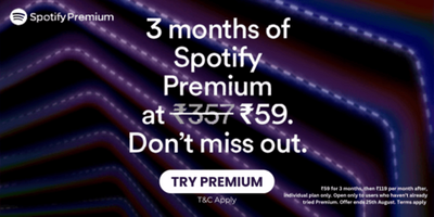 Get 3 Months of Spotify Premium for Just Rs59