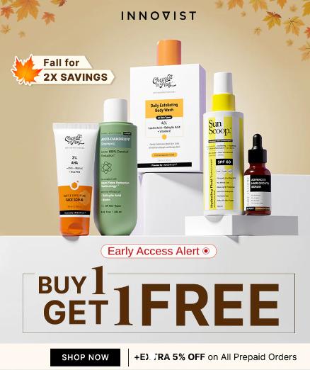 Innovist Fall for Bigger Savings - Buy 1 Get 1 Free + Extra 5% off on prepaid orders