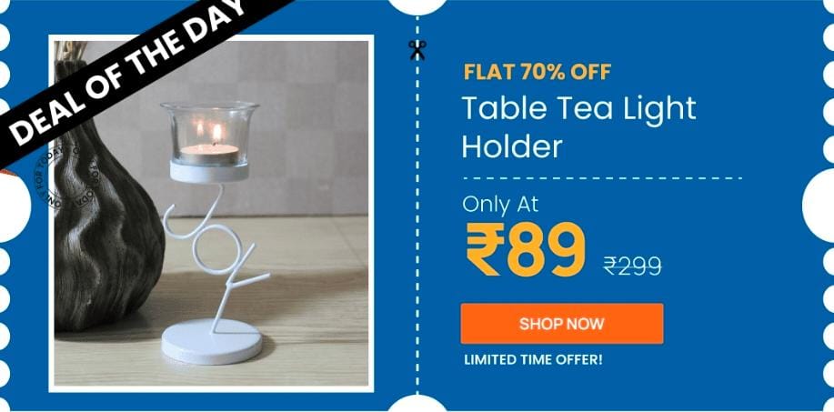 Pepperfry Deal of the Day - Centaur White Iron Table Tea Light Holder