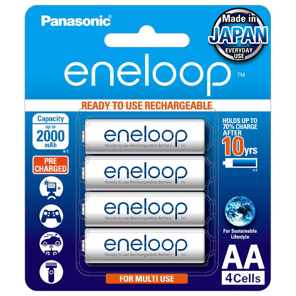 Panasonic BK-3MCCE/4BN Eneloop AA Ni-MH Pre-Charged Rechargeable Batteries - 4-Pack