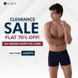 ALMO: Clearance Sale - Flat 70% Off on Orders above Rs,2999