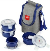 CELLO MF Click Polypropylene Lunch Box Set, 300ml, 4-Pieces, Blue