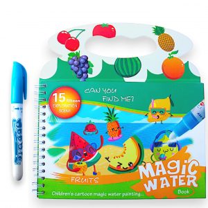 GLUN® Children's Cartoon Water Magic Painting Book with Marker, 15 Different Exploration Scenes, Different Theme Magic Book (Mix Book)