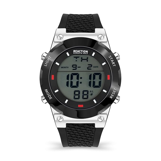 Kenneth Cole Reaction Silicone Men's Digital Watch-Krwgp2194304 (Black Dial Black Colored Strap)