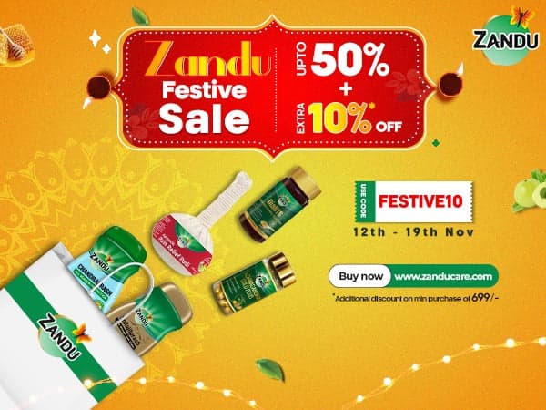 Zandu Festive Sale | Till 19 Nov | Upto 50% off + Extra 10% off