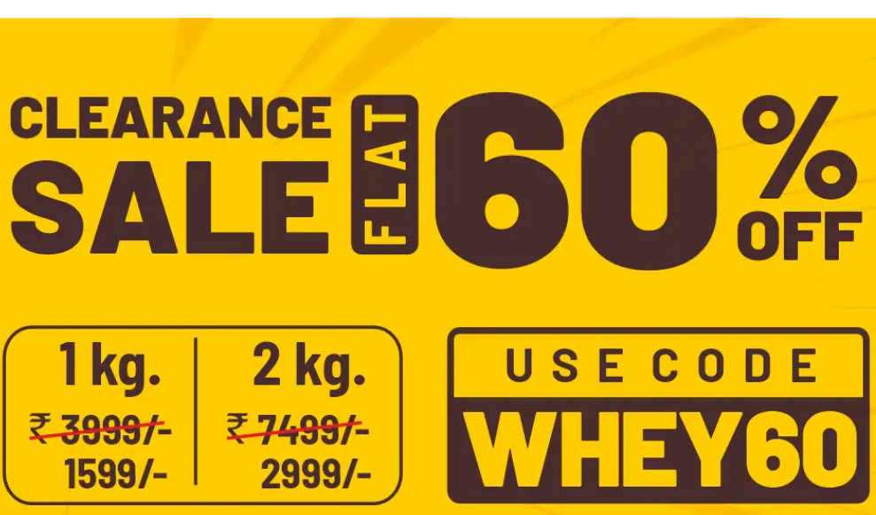 Clearance Sale: Flat 60% off on Whey Protein